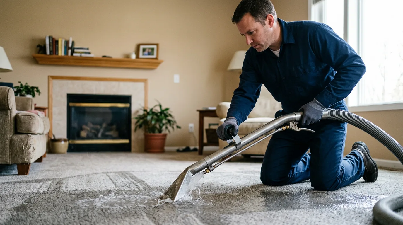 Water damage restoration technician working near Norwell, MA